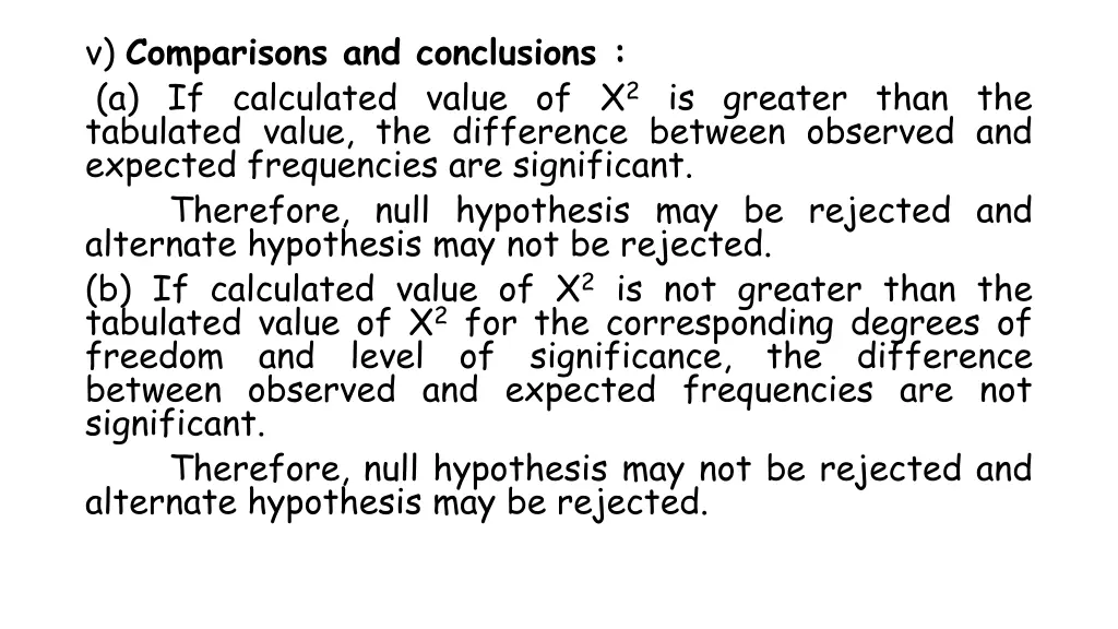 v comparisons and conclusions a if calculated