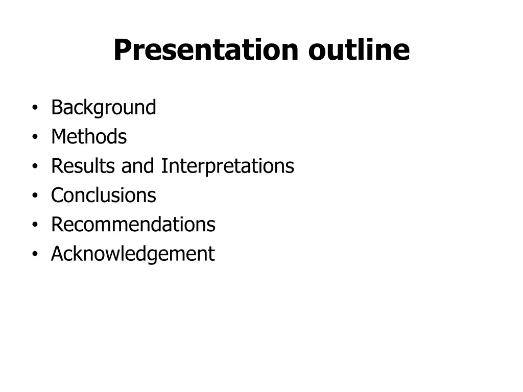 presentation outline