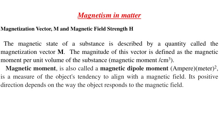 magnetism in matter