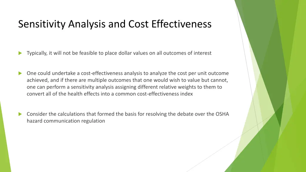 sensitivity analysis and cost effectiveness