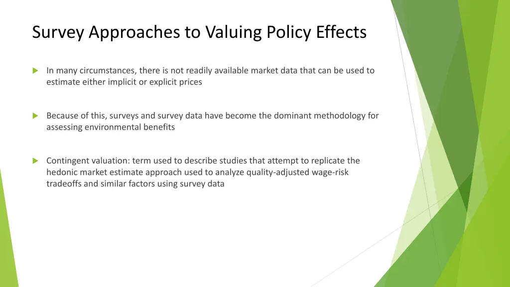 survey approaches to valuing policy effects