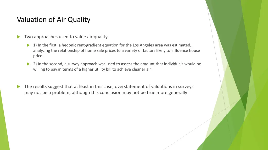 valuation of air quality