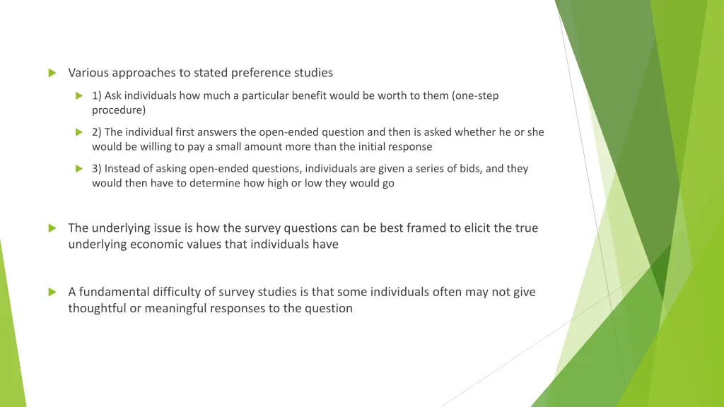 various approaches to stated preference studies