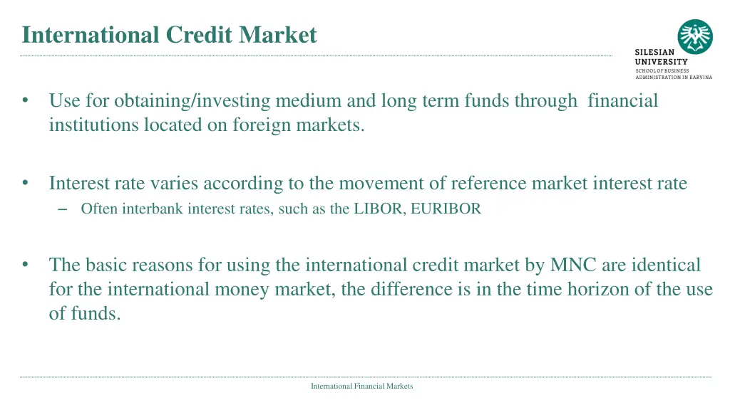 international credit market