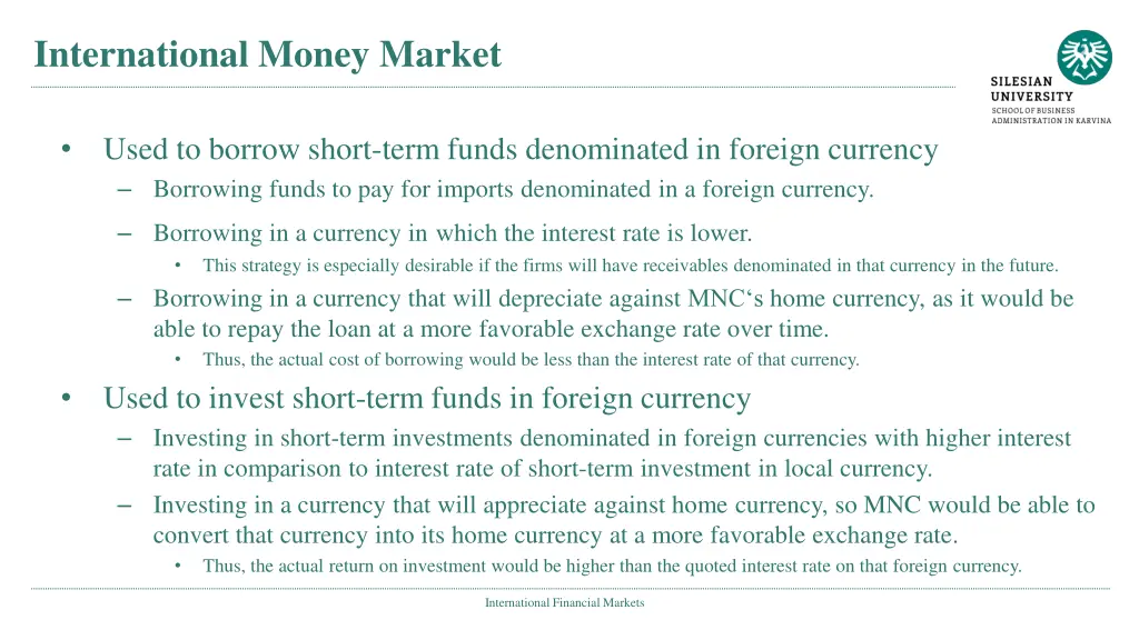 international money market