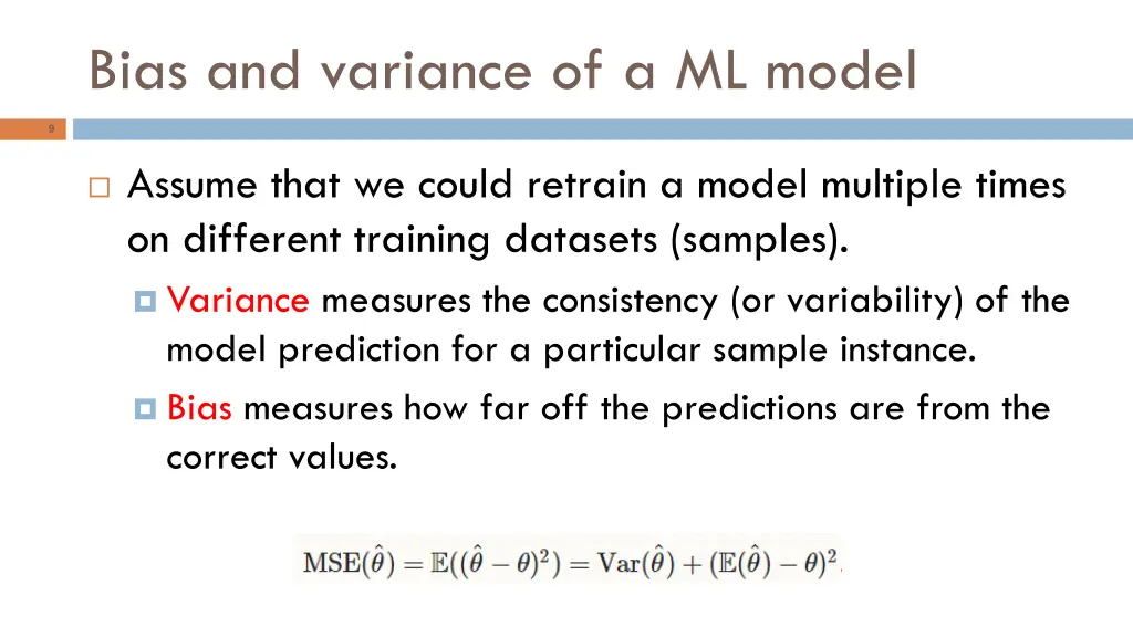 bias and variance of a ml model