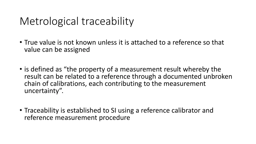 metrological traceability