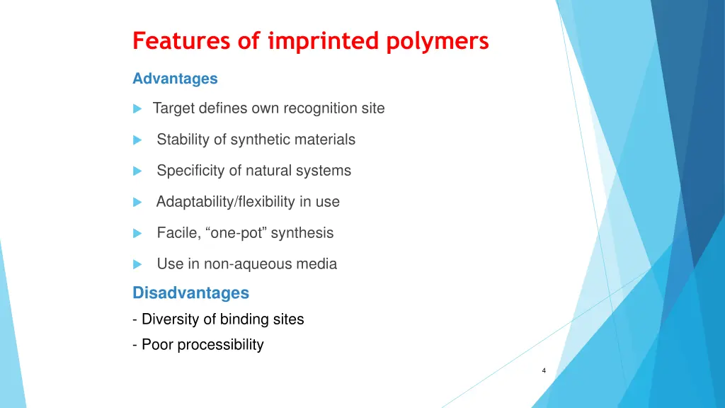 features of imprinted polymers