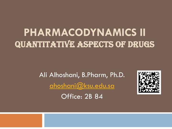 pharmacodynamics ii quantitative aspects of drugs