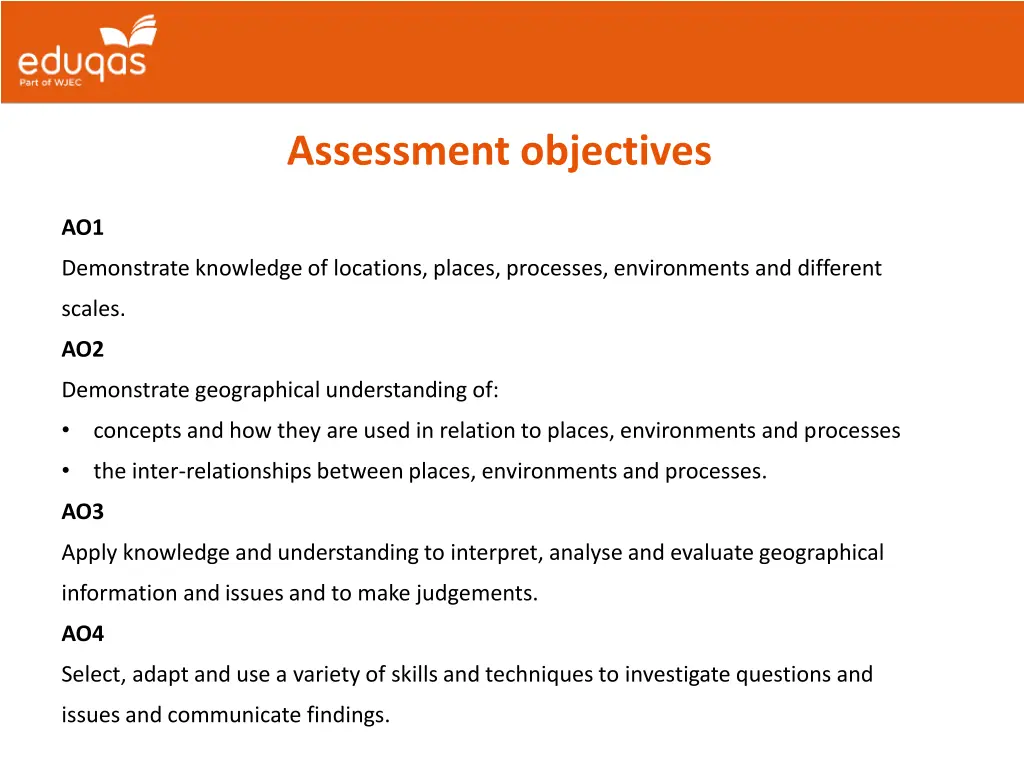 assessment objectives