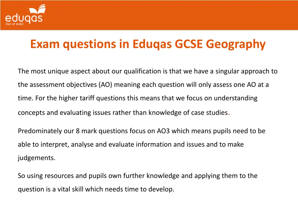 exam questions in eduqas gcse geography