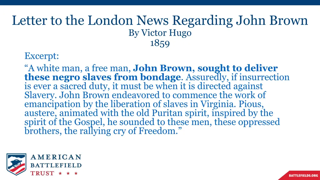 letter to the london news regarding john brown