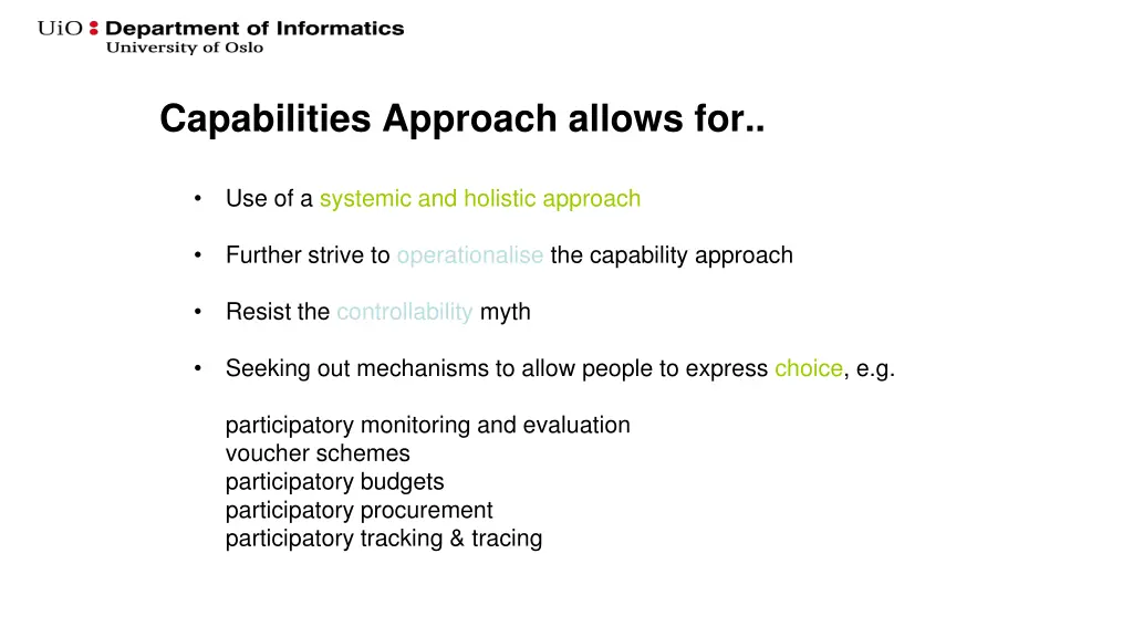 capabilities approach allows for