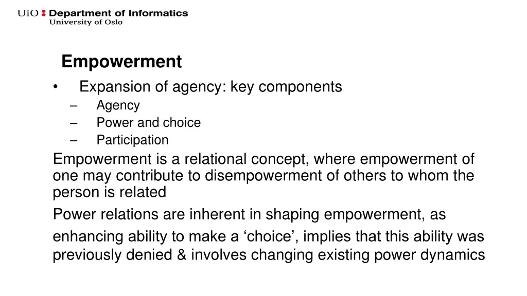 empowerment expansion of agency key components