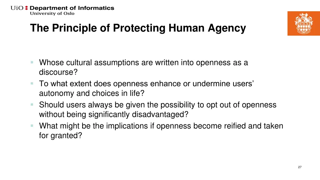 the principle of protecting human agency