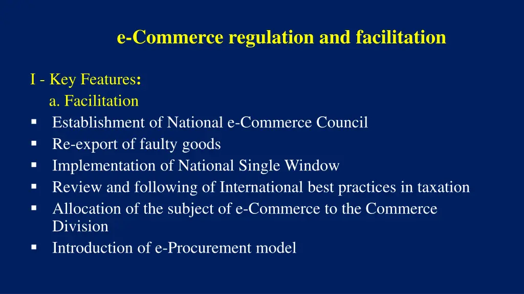 e commerce regulation and facilitation