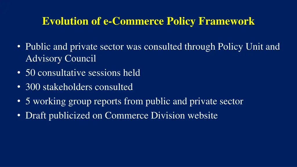 evolution of e commerce policy framework