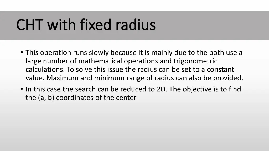 cht with fixed radius cht with fixed radius