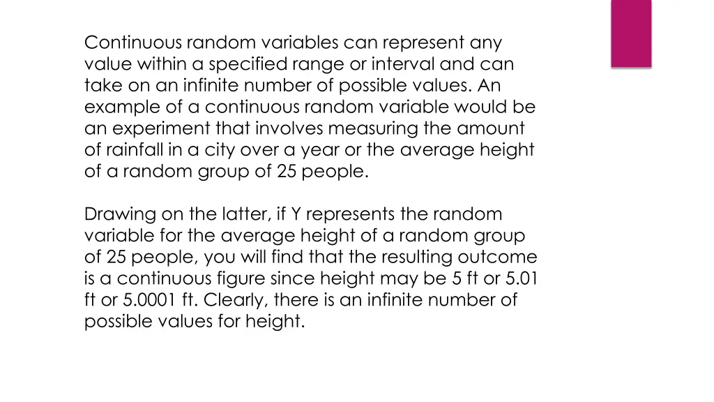 continuous random variables can represent