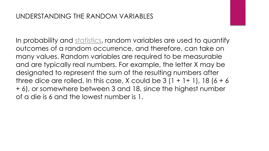 understanding the random variables