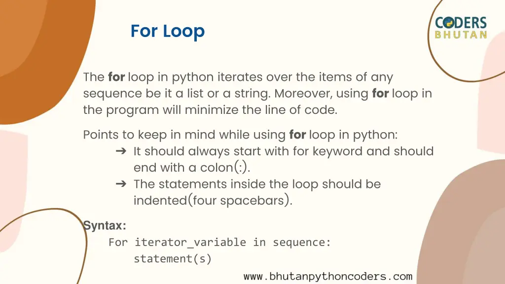 for loop