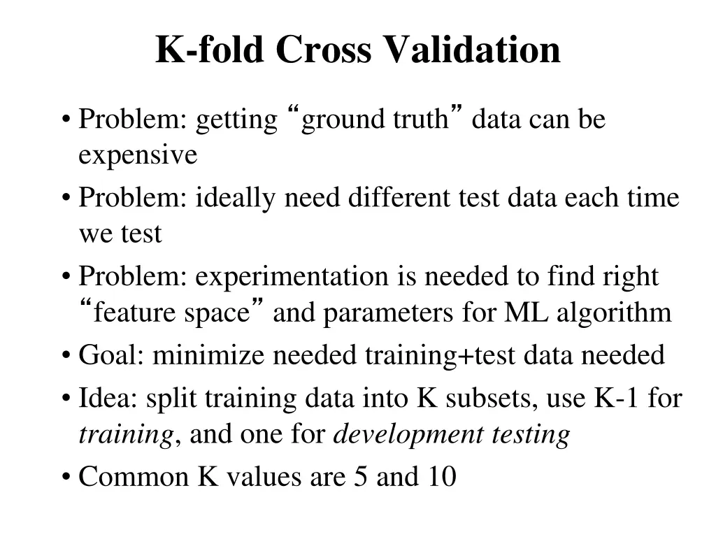 k fold cross validation