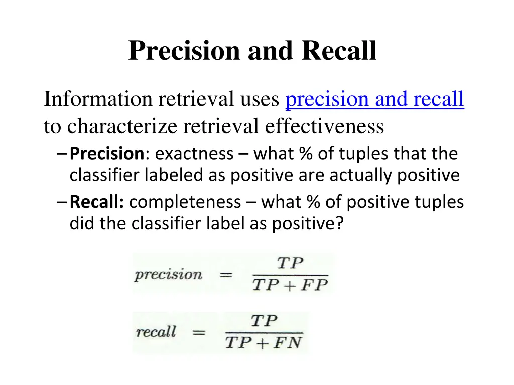 precision and recall