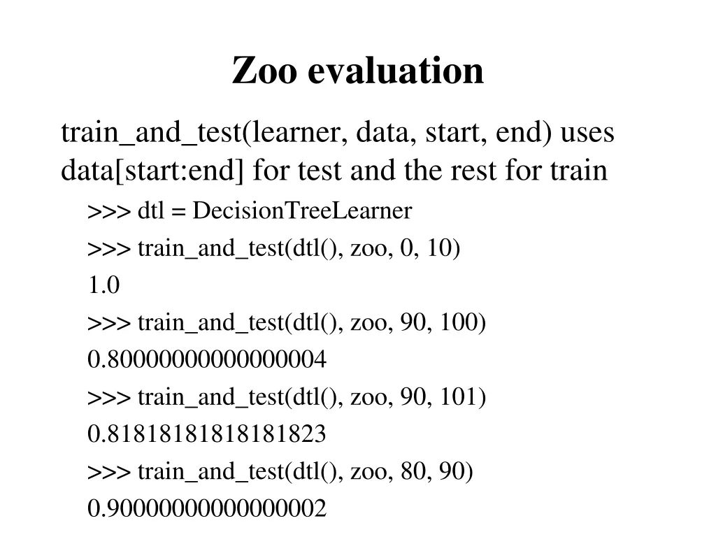 zoo evaluation