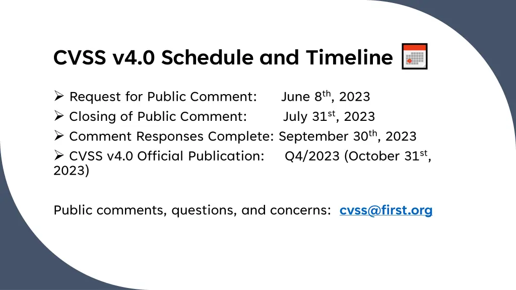 cvss v4 0 schedule and timeline