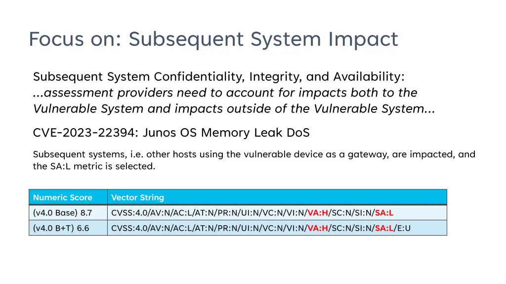 focus on subsequent system impact