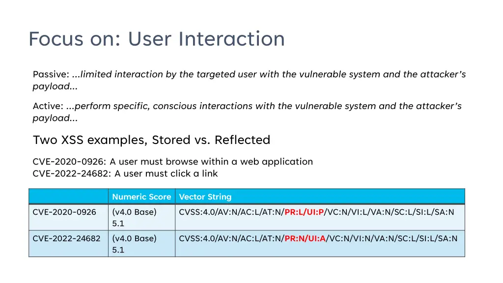 focus on user interaction