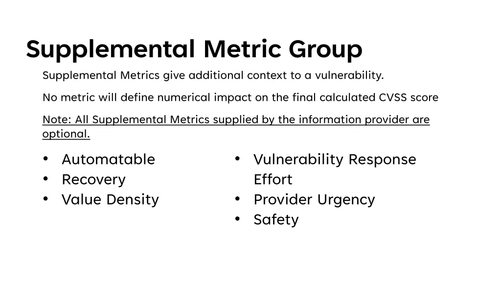 supplemental metric group supplemental metrics