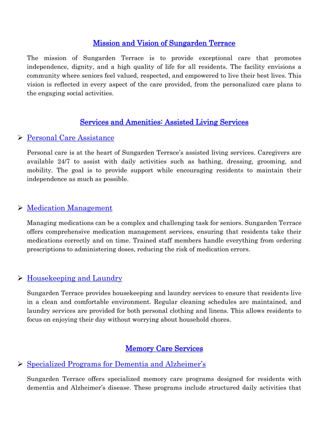 mission and vision of sungarden terrace mission