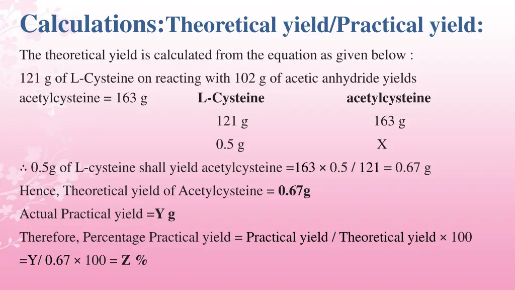 calculations theoretical yield practical yield