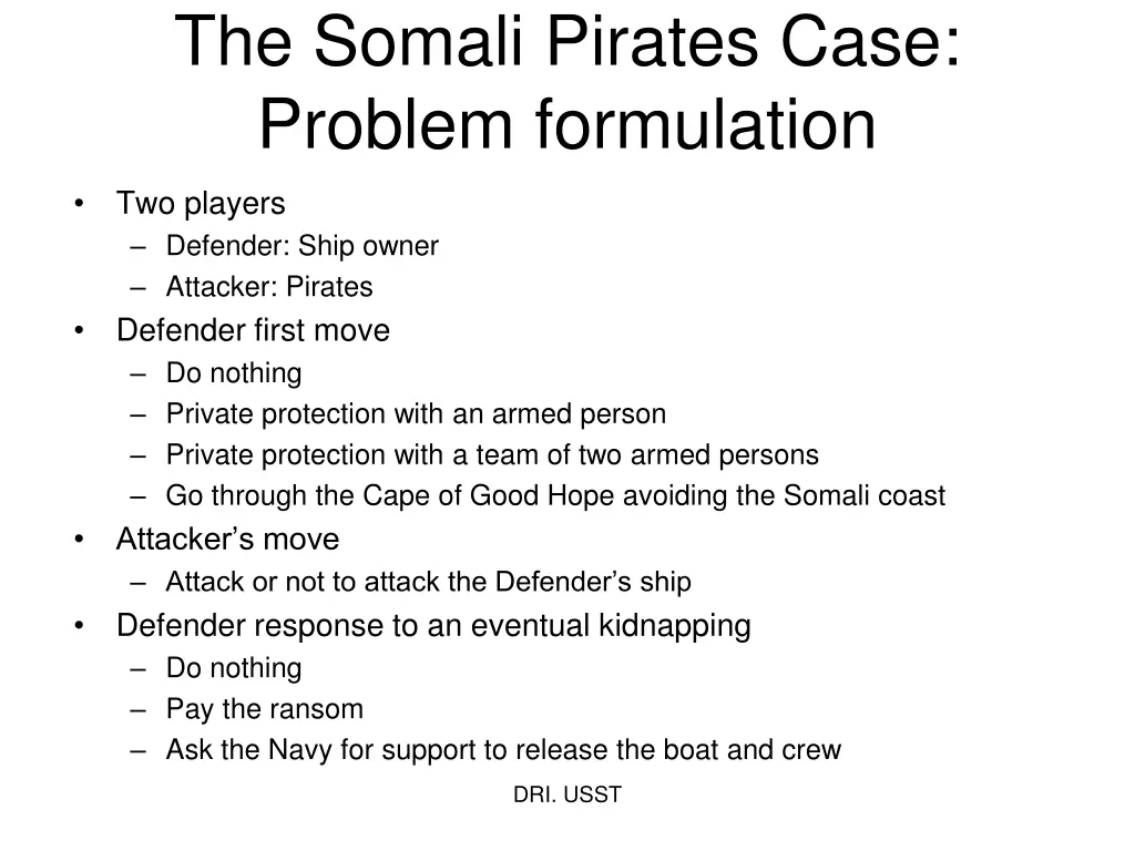 the somali pirates case problem formulation