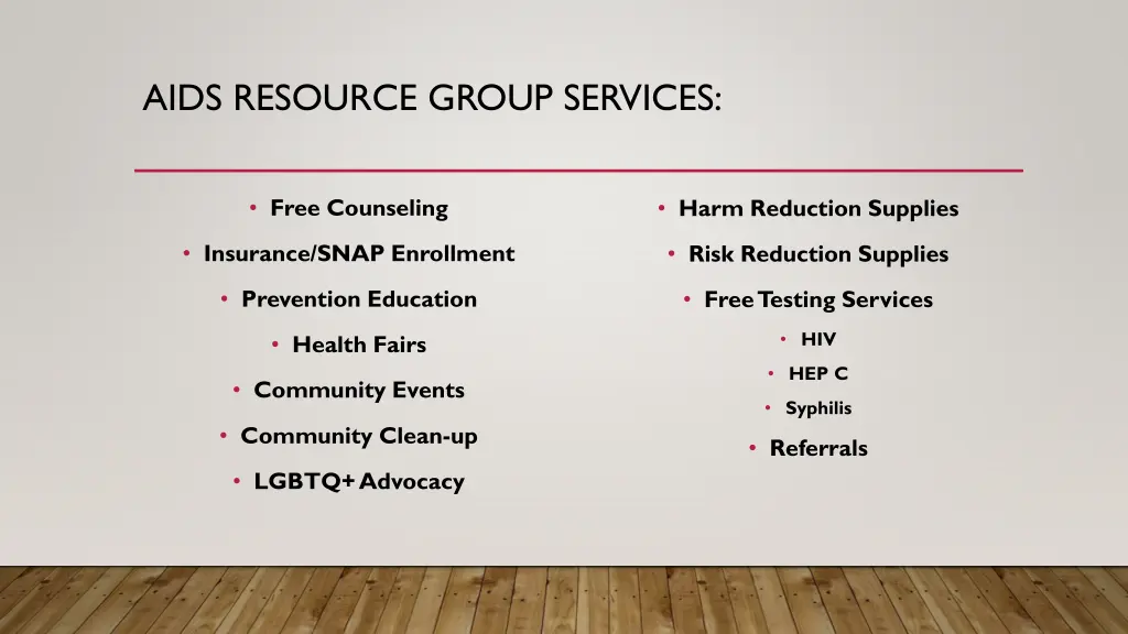 aids resource group services