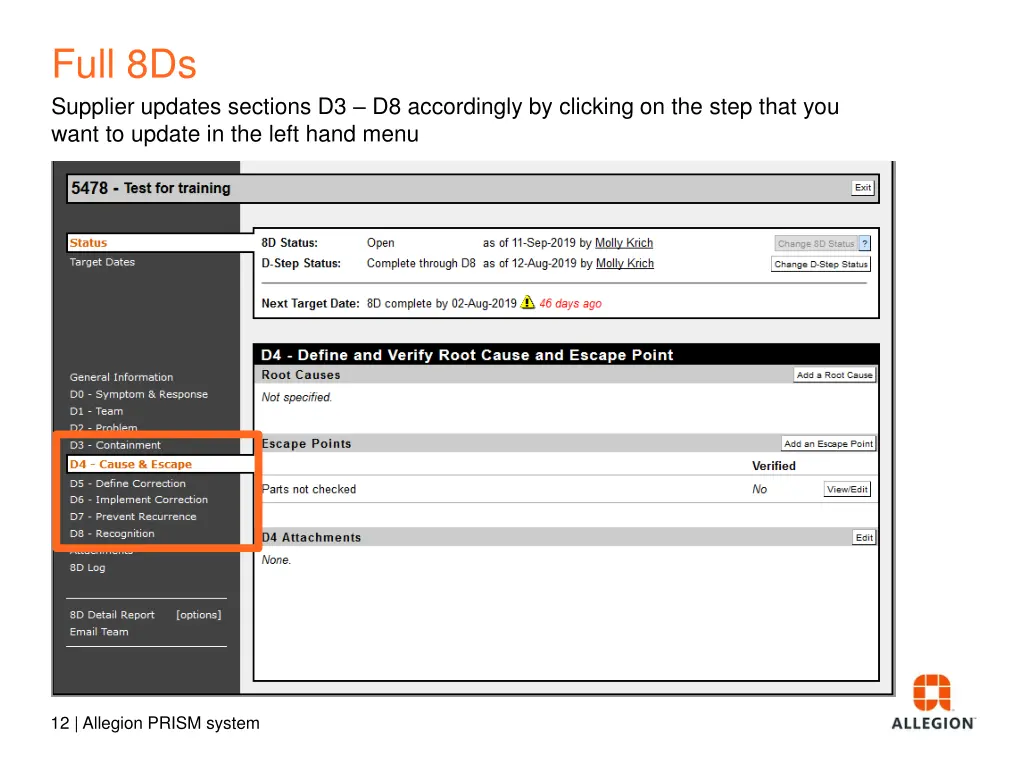 full 8ds supplier updates sections