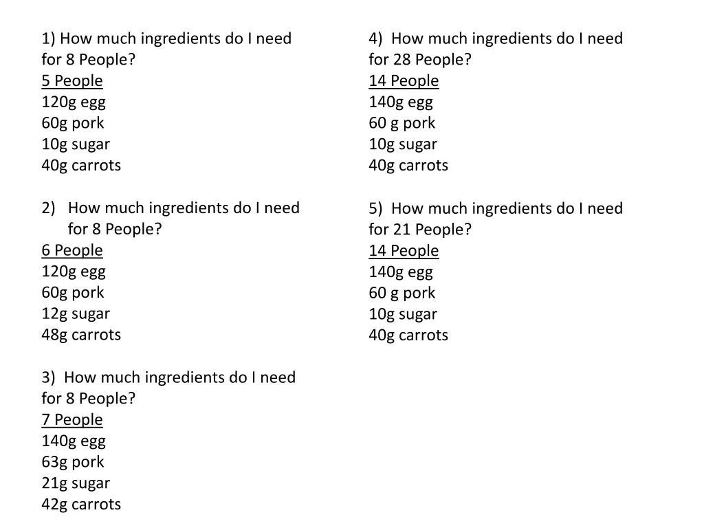 1 how much ingredients do i need for 8 people