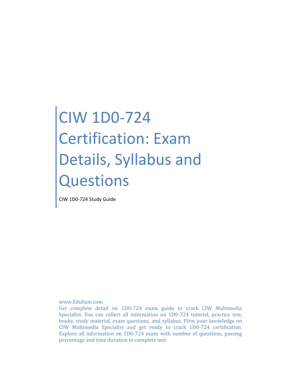 ciw 1d0 724 certification exam details syllabus