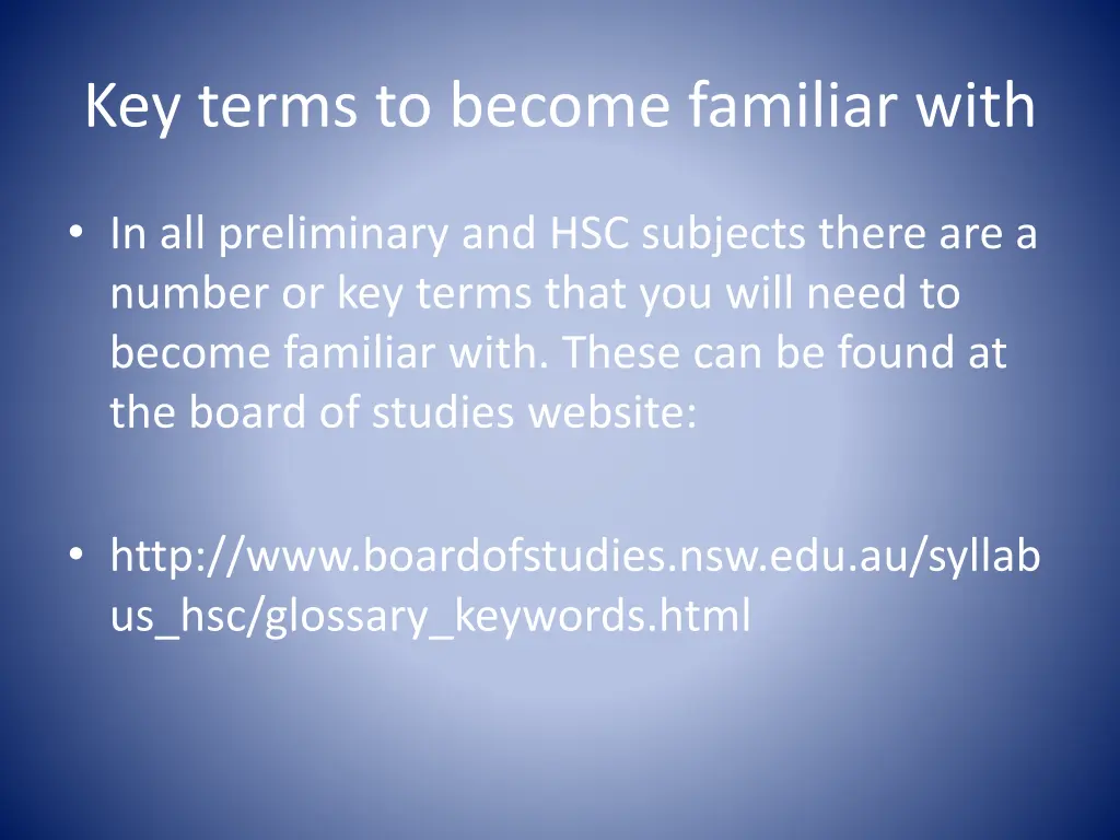 key terms to become familiar with