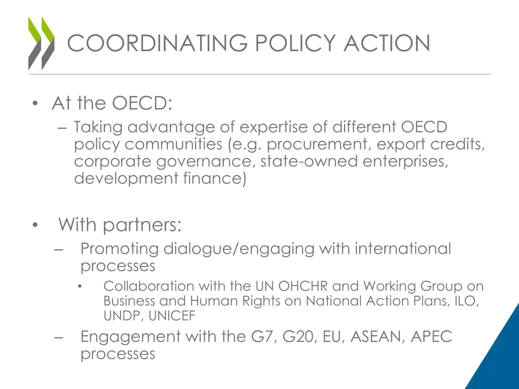 coordinating policy action