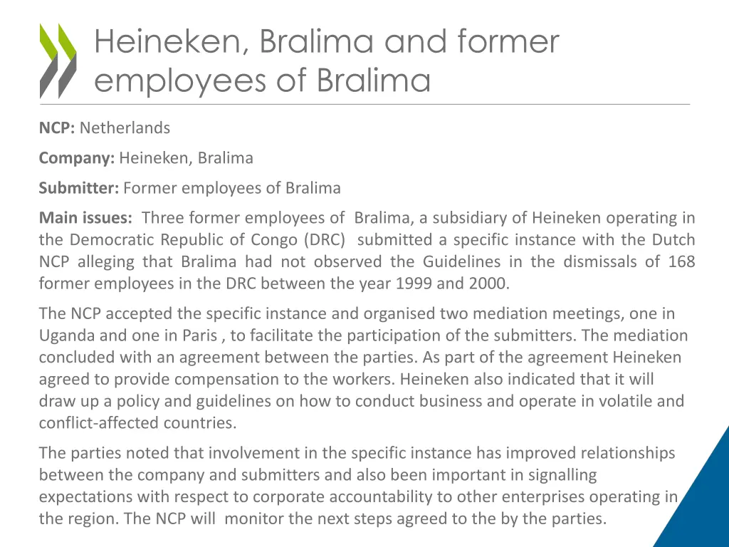 heineken bralima and former employees of bralima