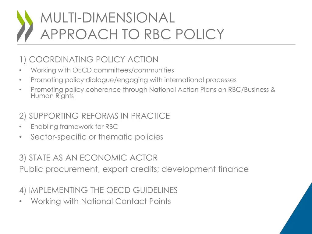 multi dimensional approach to rbc policy