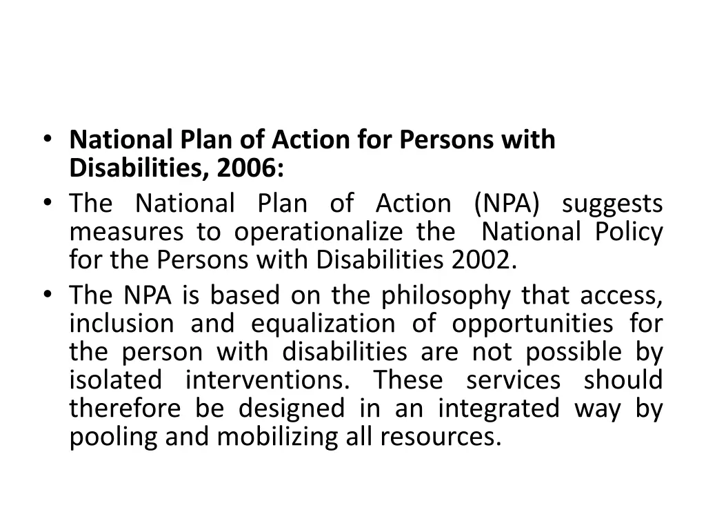 national plan of action for persons with