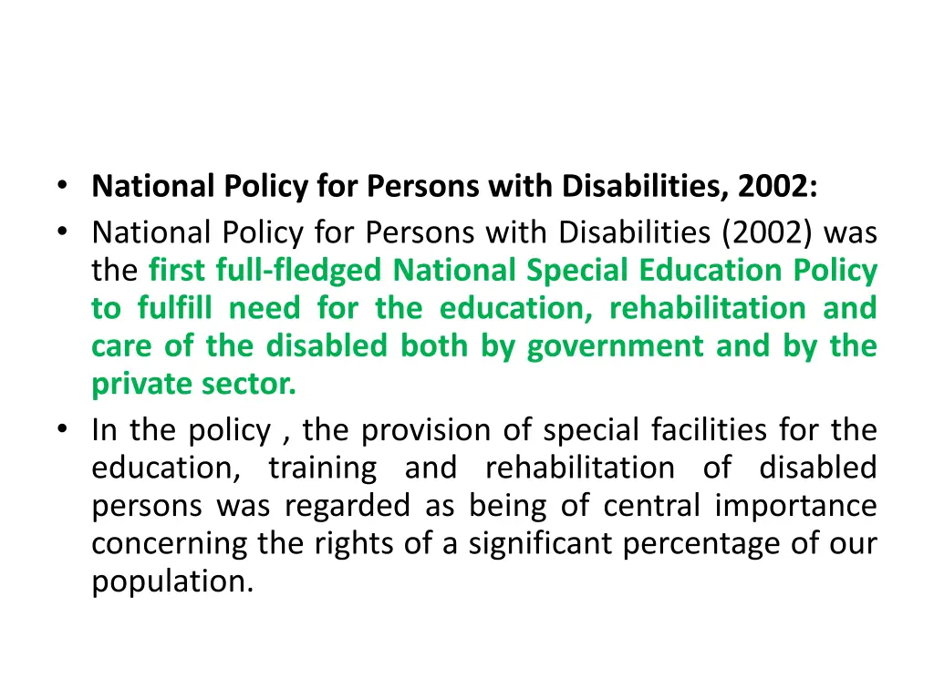 national policy for persons with disabilities