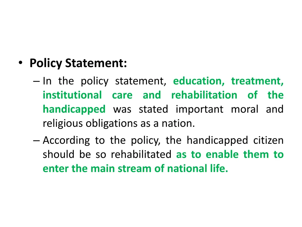 policy statement in the policy statement