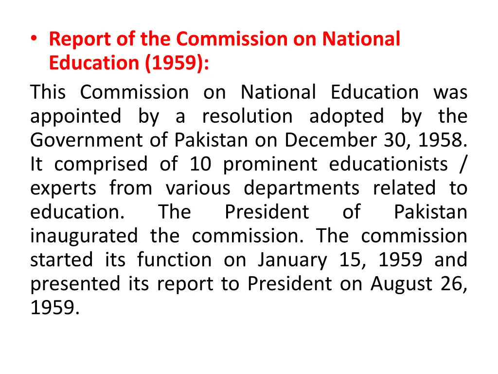 report of the commission on national education