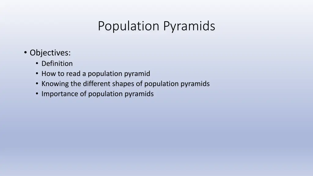 population pyramids