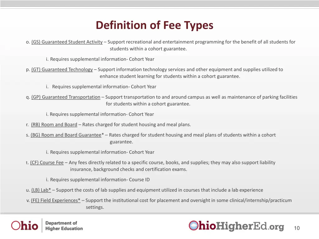 definition of fee types 2