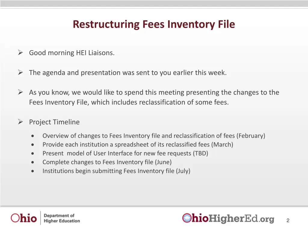 restructuring fees inventory file